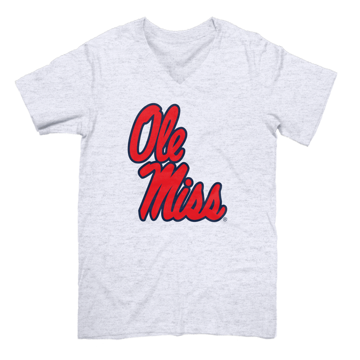 Ole Miss Helmet Script V - Neck T - Shirt - Shop B - Unlimited - men tee