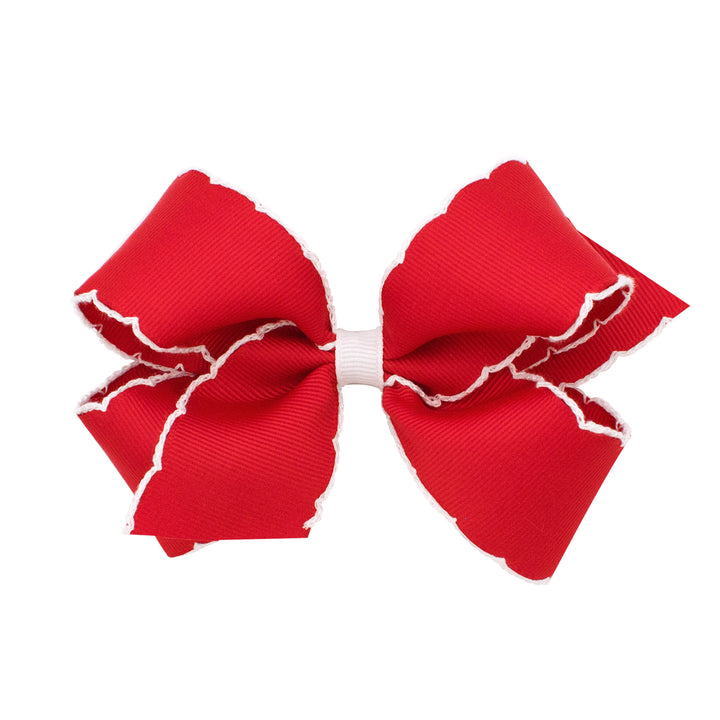 Ole Miss Wee Ones King Moonstitch Grosgrain Hair Bow with Contrasting Wrap