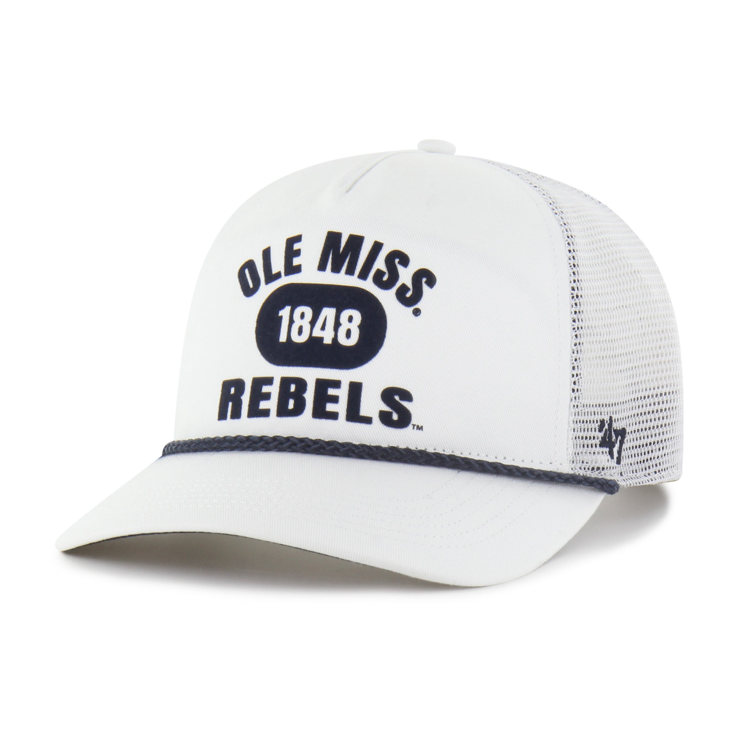 Ole Miss Rebels Vin White Flock Ball 47 Brand Hitch Hat