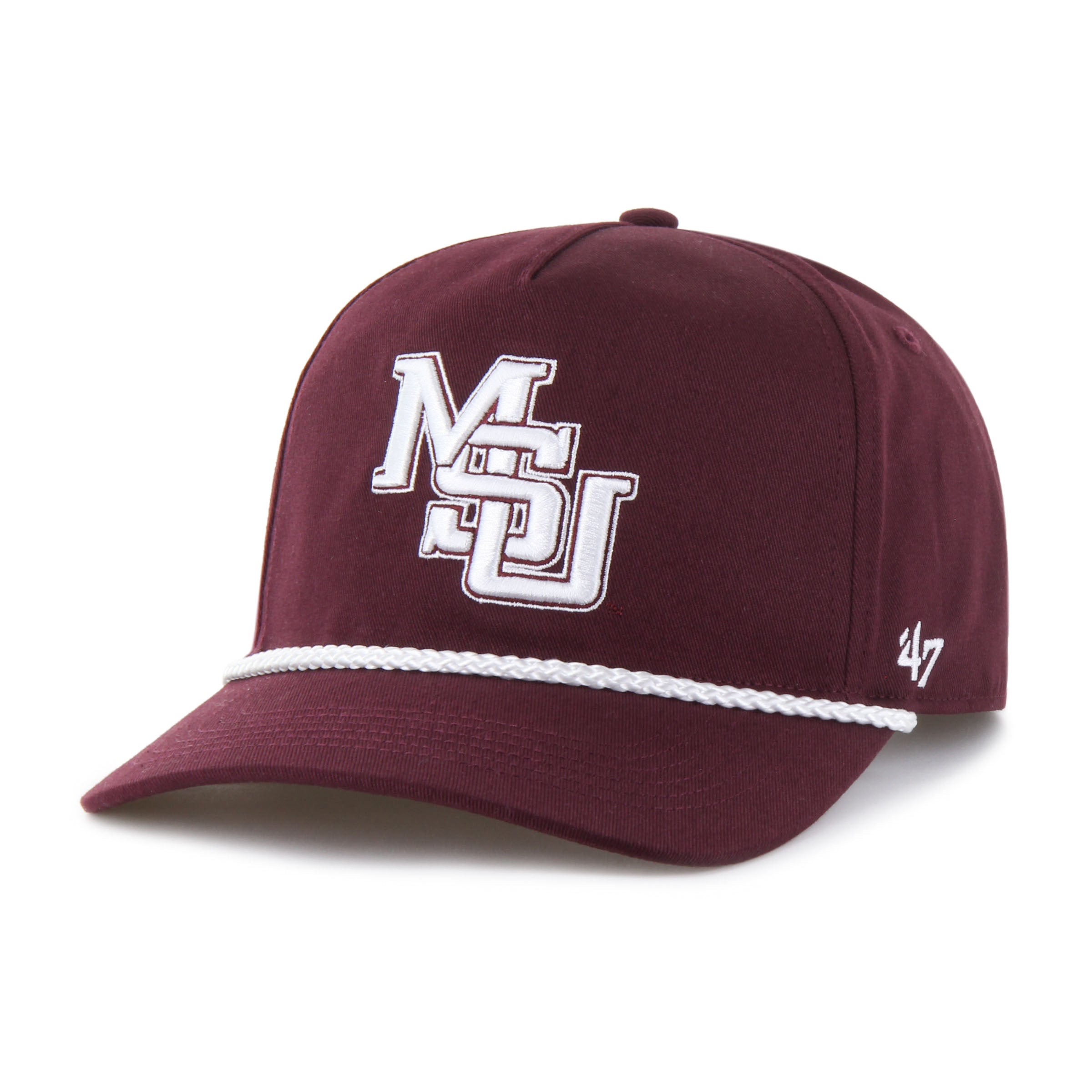 MSU 47 Brand Vin Maroon and White Interlocking Rope Hat
