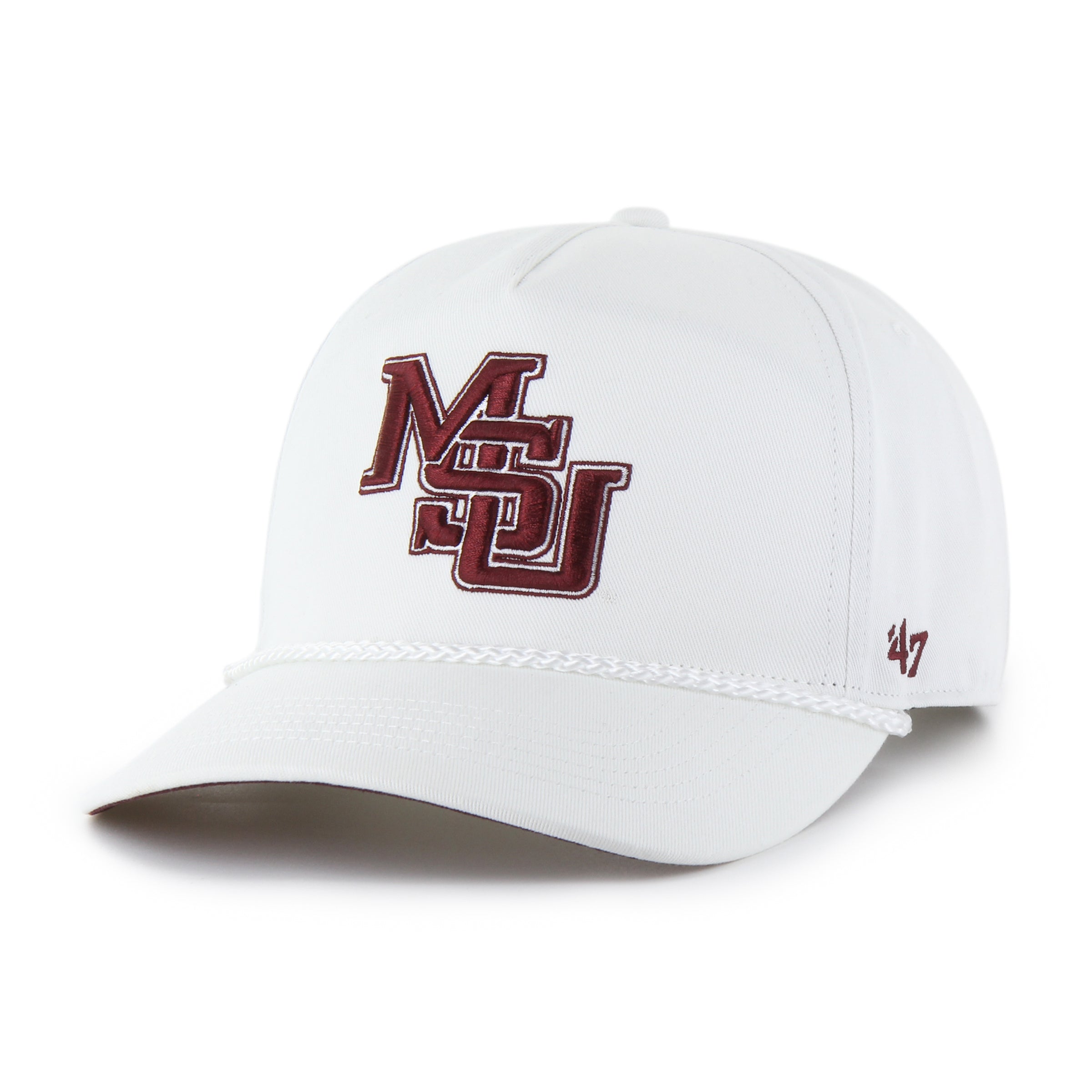 MSU 47 Brand Vin Maroon and White Interlocking Rope Hat