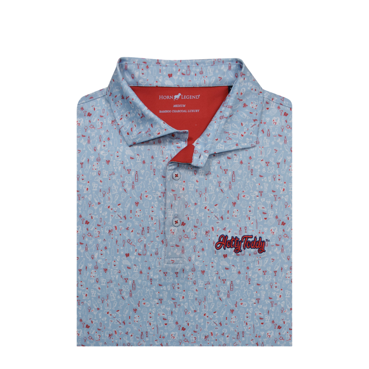 Hotty Toddy Horn Legend Wine Pattern Polo