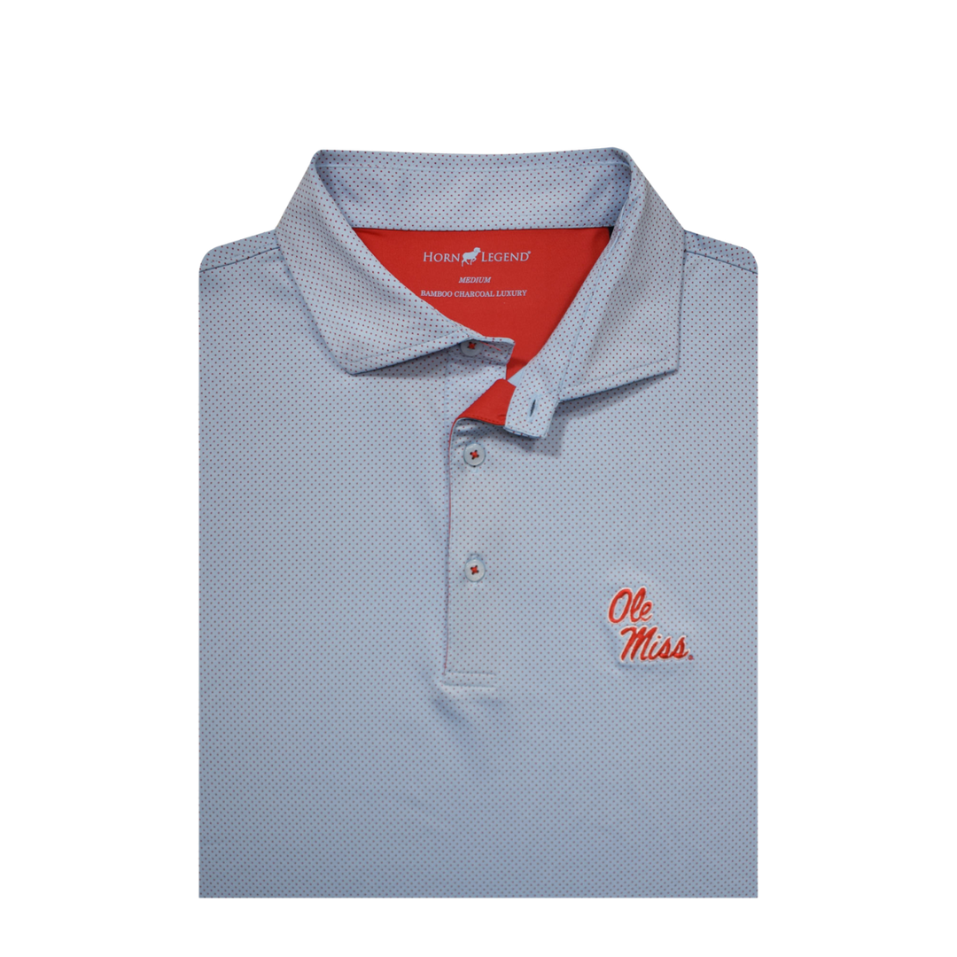 Ole Miss Helmet Script Horn Legend Dot Pattern Polo