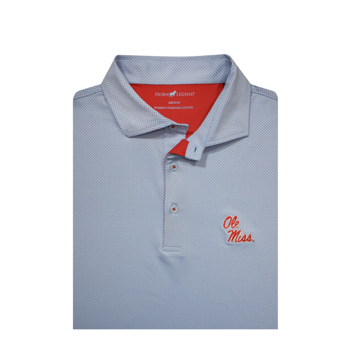 Ole Miss Helmet Script Horn Legend Dot Pattern Polo