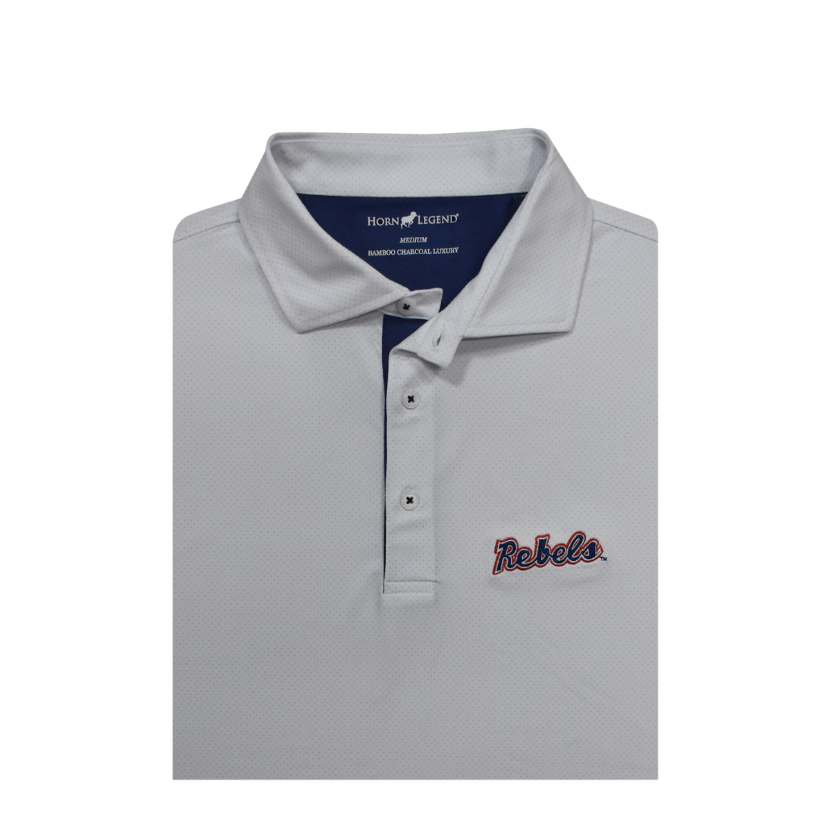 Ole Miss Rebels Script Horn Legend Pin Dot Pattern Polo