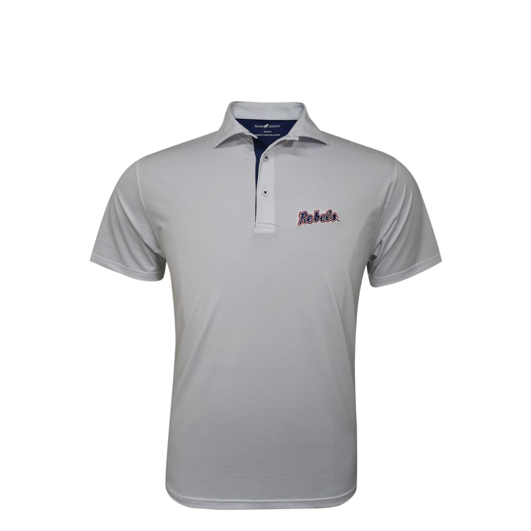 Ole Miss Rebels Script Horn Legend Pin Dot Pattern Polo