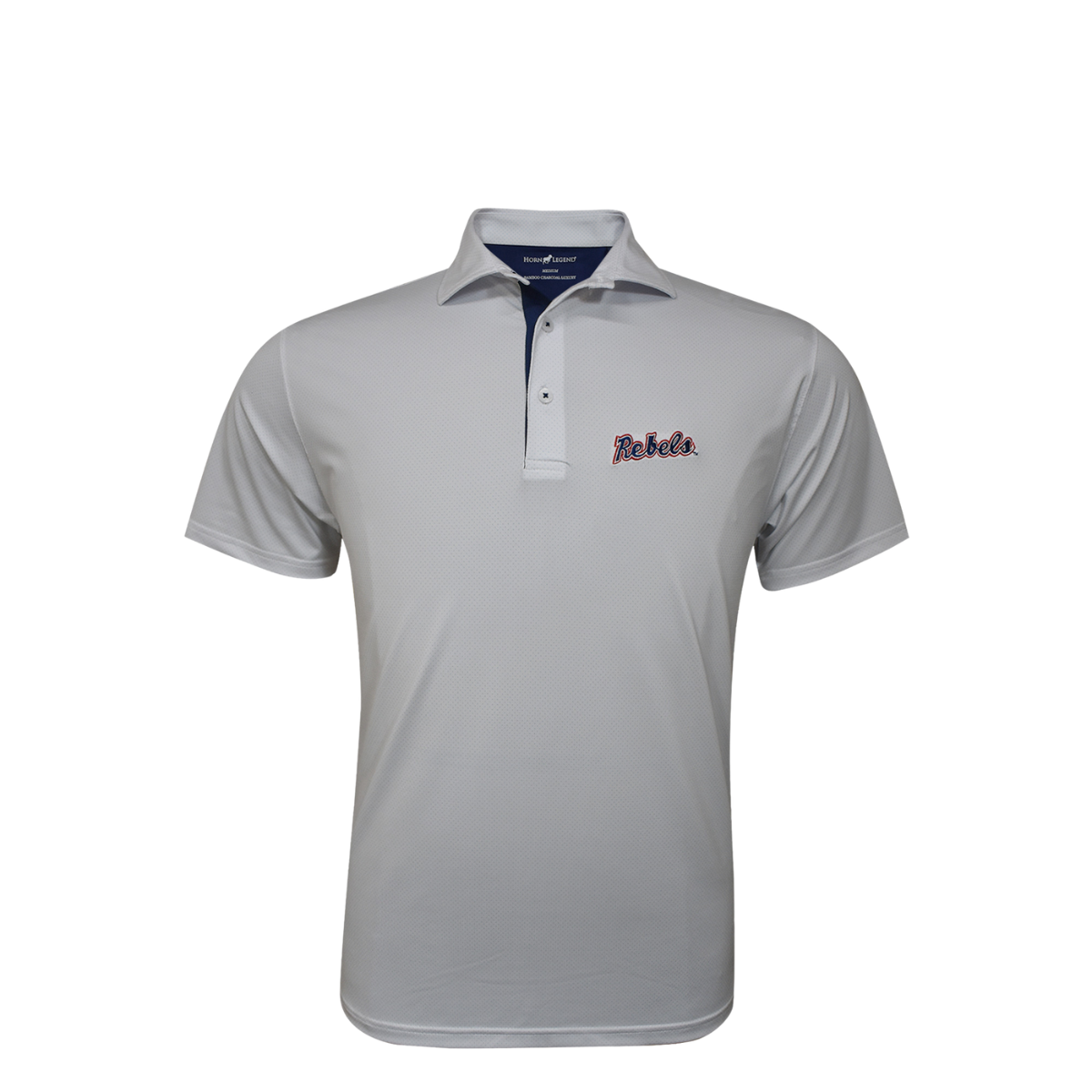 Ole Miss Rebels Script Horn Legend Pin Dot Pattern Polo