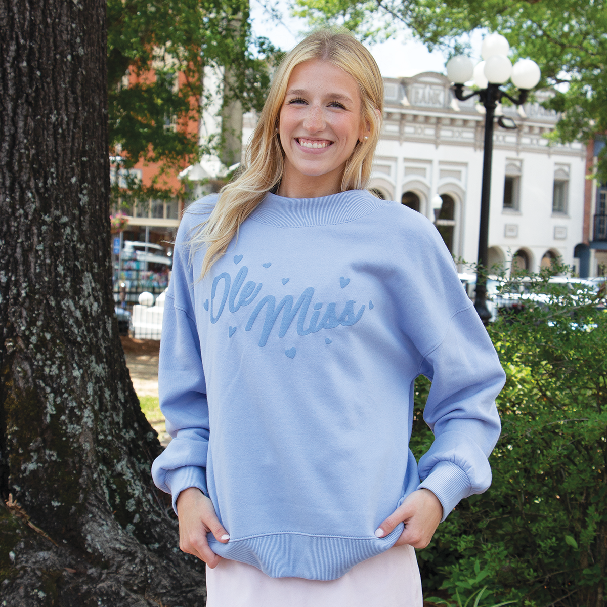Hearts for Ole Miss Mock Neck Crew Sweatshirt