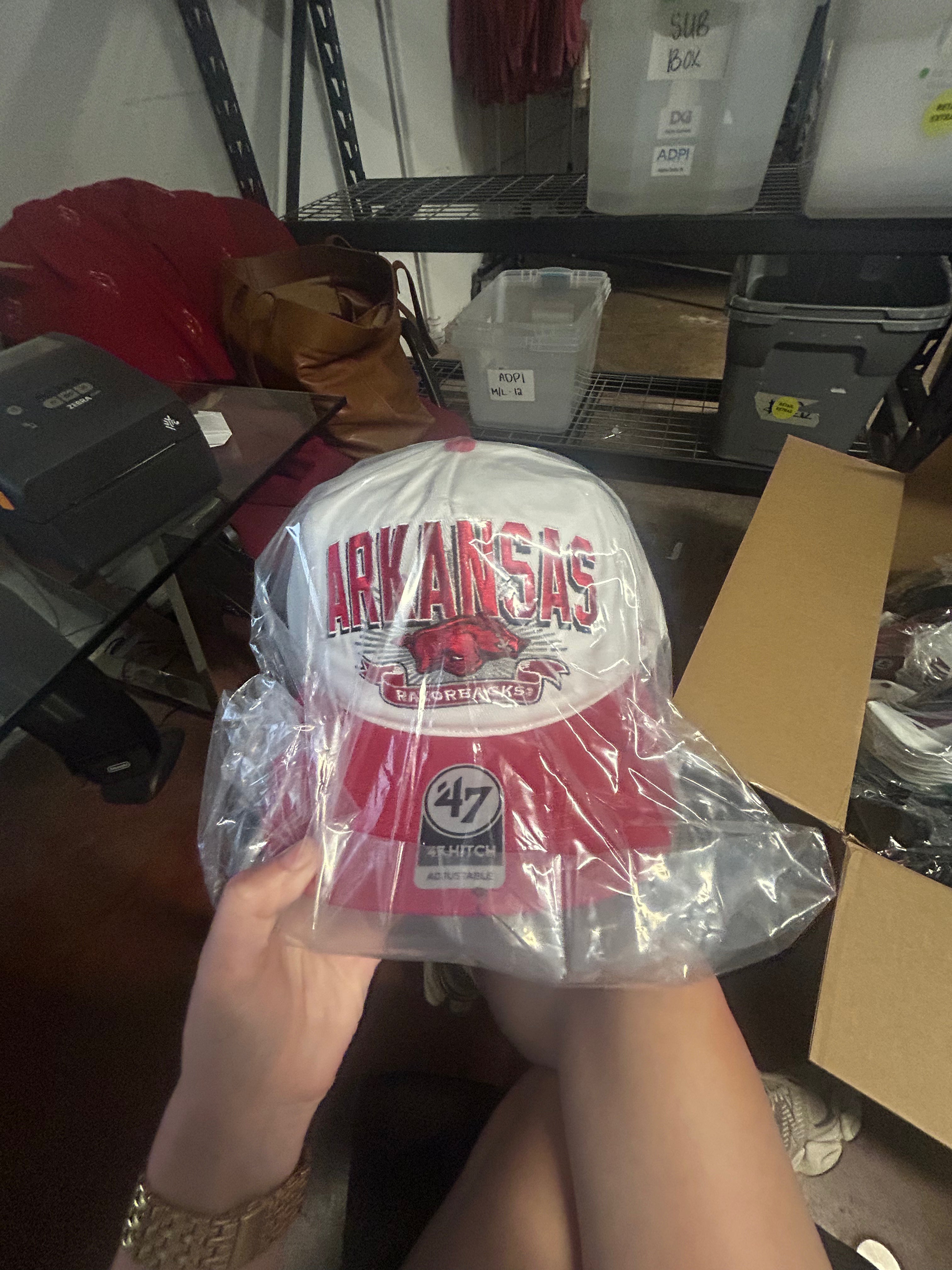 Arkansas Razorbacks White Prime Play 47 Brand Hitch Hat