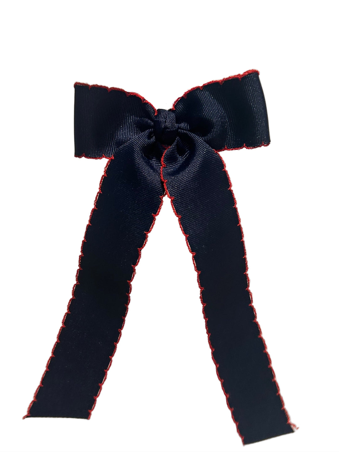 Ole Miss Wee Ones Medium Grosgrain Moonstitch Hair Bowtie with Knot Wrap and Streamer Tails