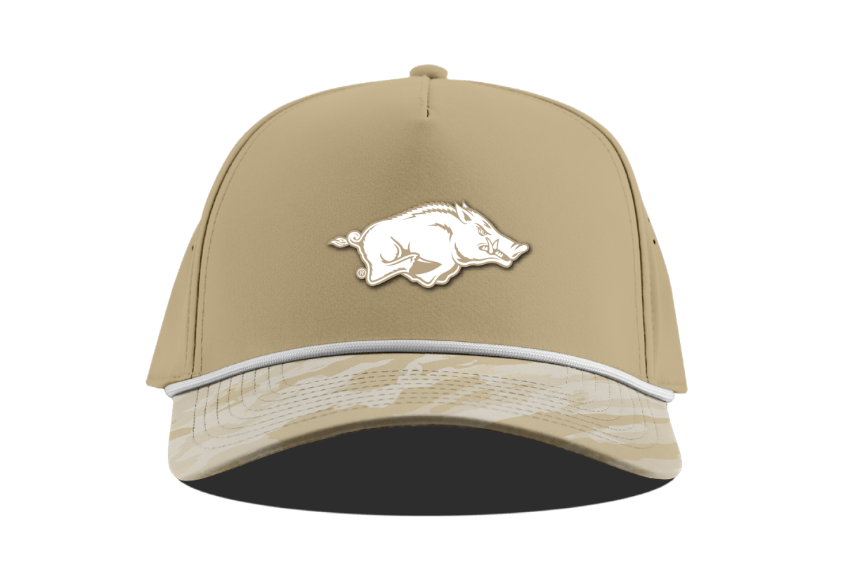 Arkansas Branded Bills Desert Camo Series Curved 5 Panel Rope Hat - Game Day Apparel -