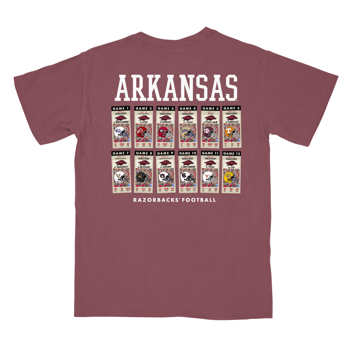 Arkansas Football Schedule 2026 T-Shirt - Game Day Apparel - T-Shirts
