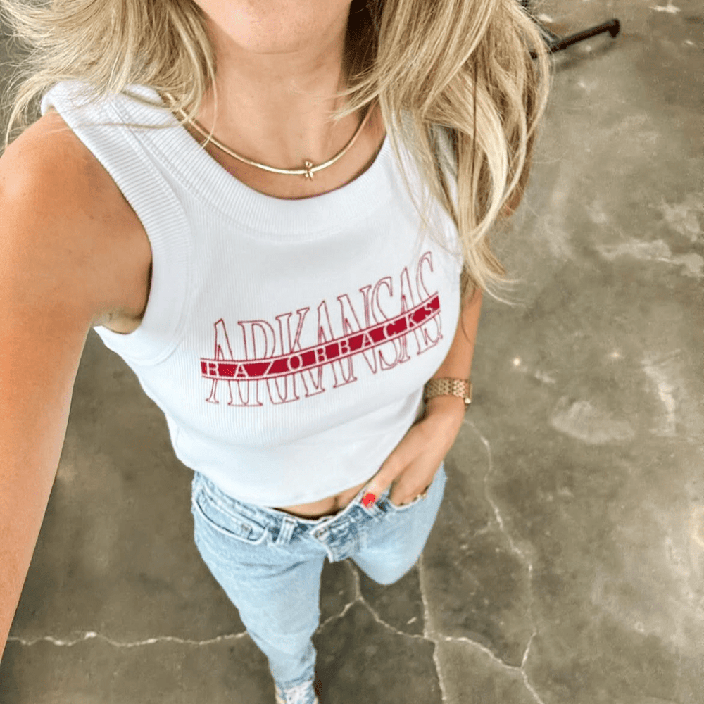 Arkansas Intersecting Collegiate Lines Tank - Shop B - Unlimited - women tank