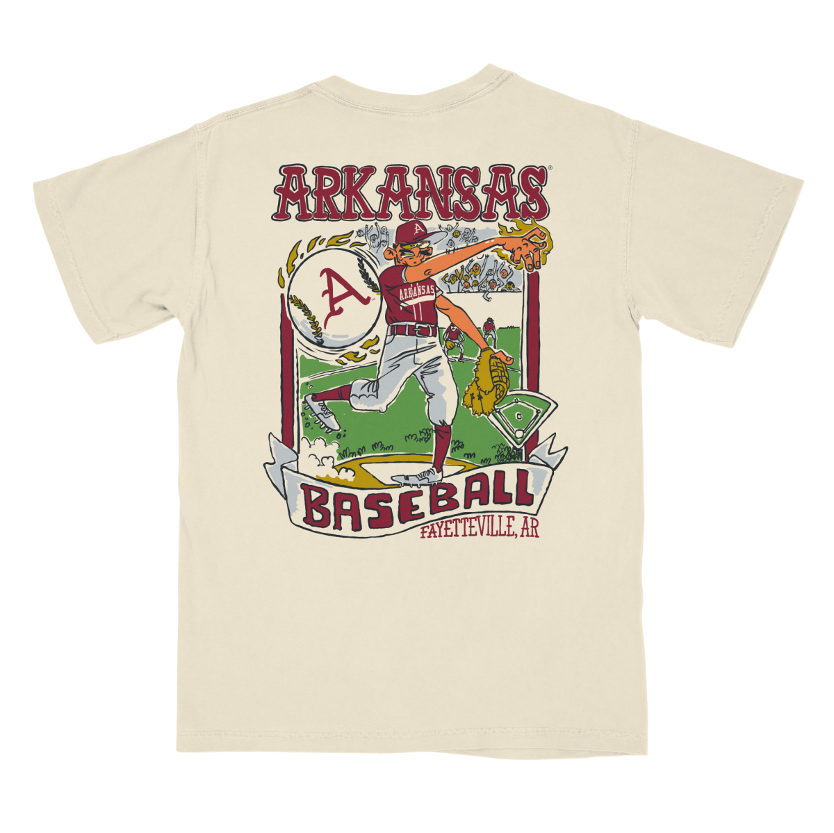 Arkansas Wonky Baseball Cards PR T-Shirt - Shop B - Unlimited - men tee