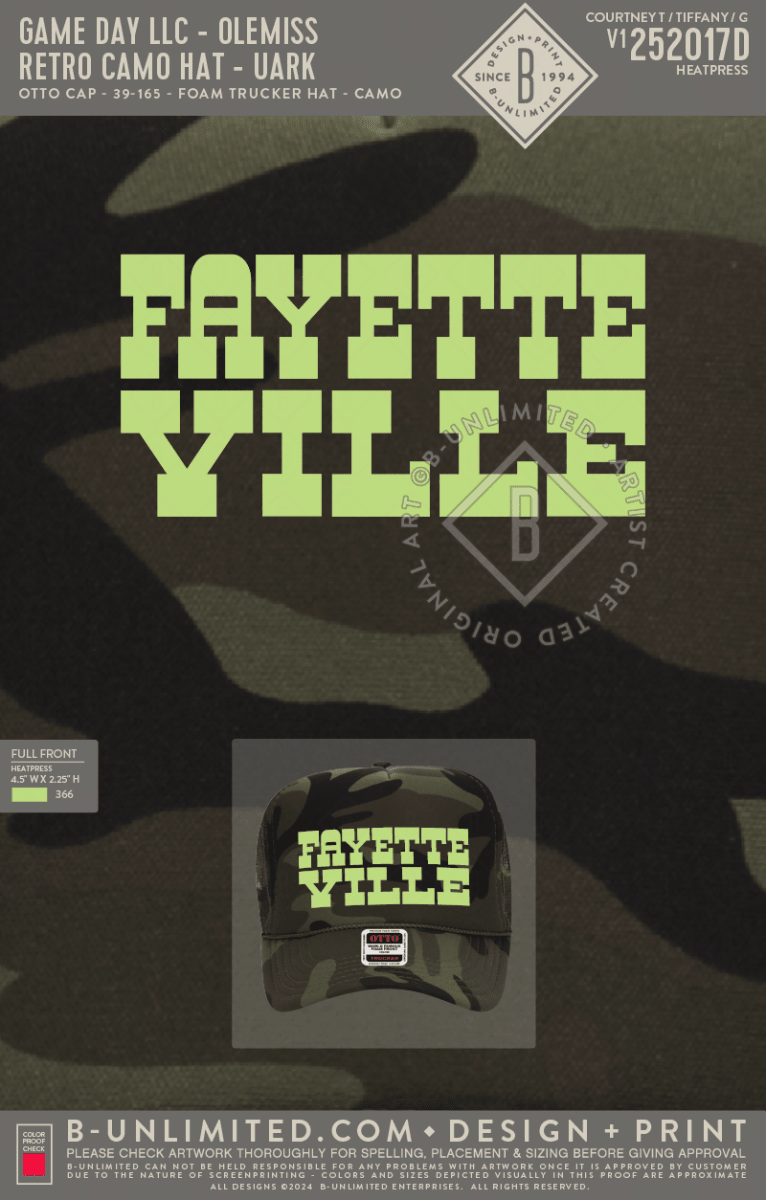 Fayetteville Retro Camo Trucker Hat - Game Day Apparel - caps adjustable