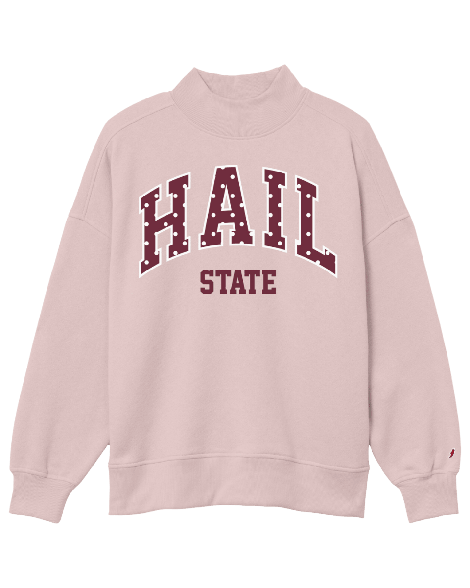 Hail State Polka Dot Mockneck Sweatshirt - Game Day Apparel -