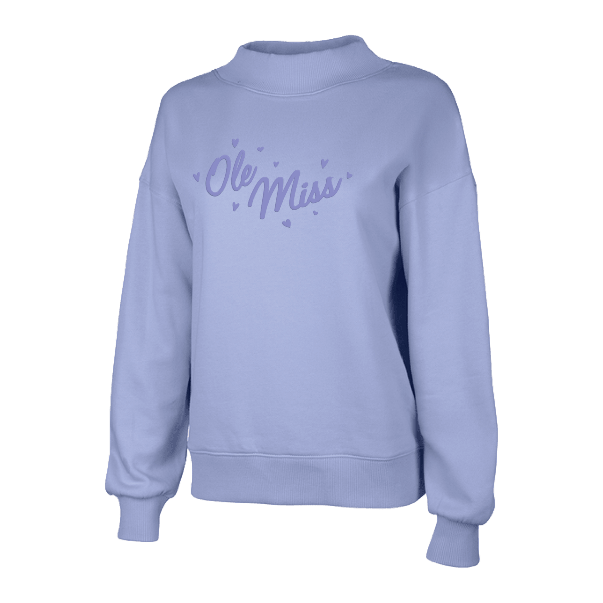 Hearts for Ole Miss Mock Neck Crew Sweatshirt - Game Day Apparel - 
