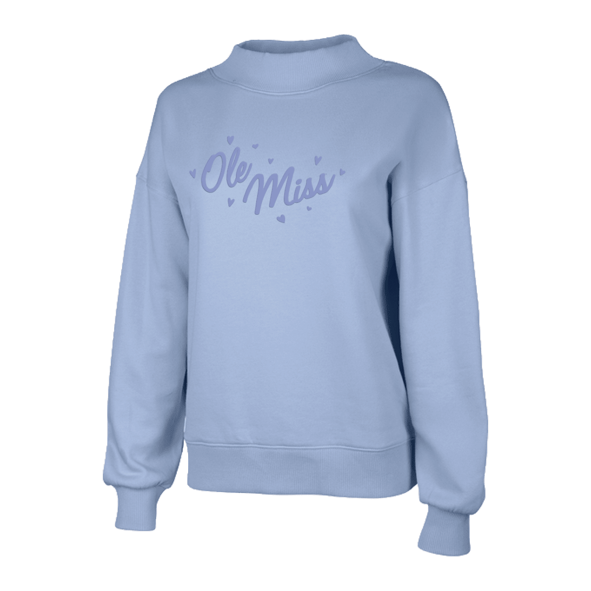 Hearts for Ole Miss Mock Neck Crew Sweatshirt - Game Day Apparel - 