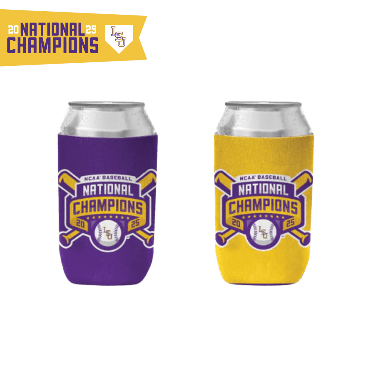 LSU 2025 Baseball National Champions Can Cooler - Shop B - Unlimited - novelty drinkware