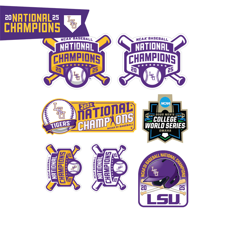 LSU 2025 Baseball National Champions Decal Multi - Pack - Shop B - Unlimited - novelty sticker