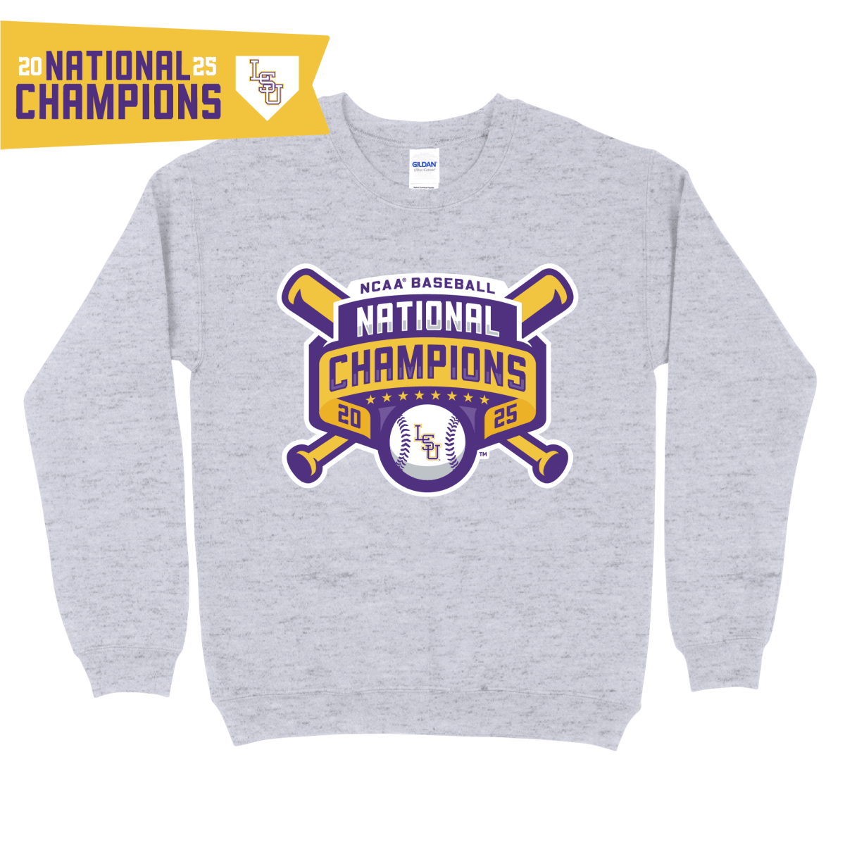 LSU 2025 Baseball National Champions Official Logo Sweatshirt - Shop B - Unlimited - men tee