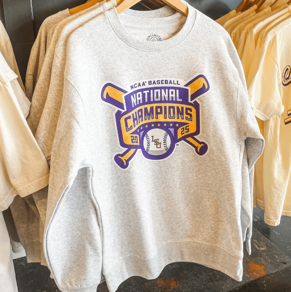 LSU 2025 Baseball National Champions Official Logo Sweatshirt - Shop B - Unlimited - men tee