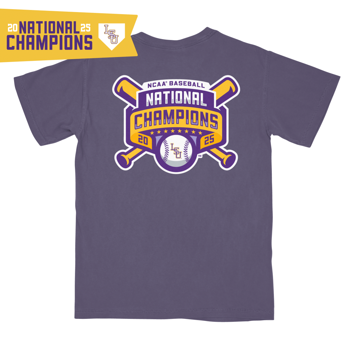 LSU 2025 Baseball National Champions Official Logo T-Shirt - Shop B - Unlimited - men tee
