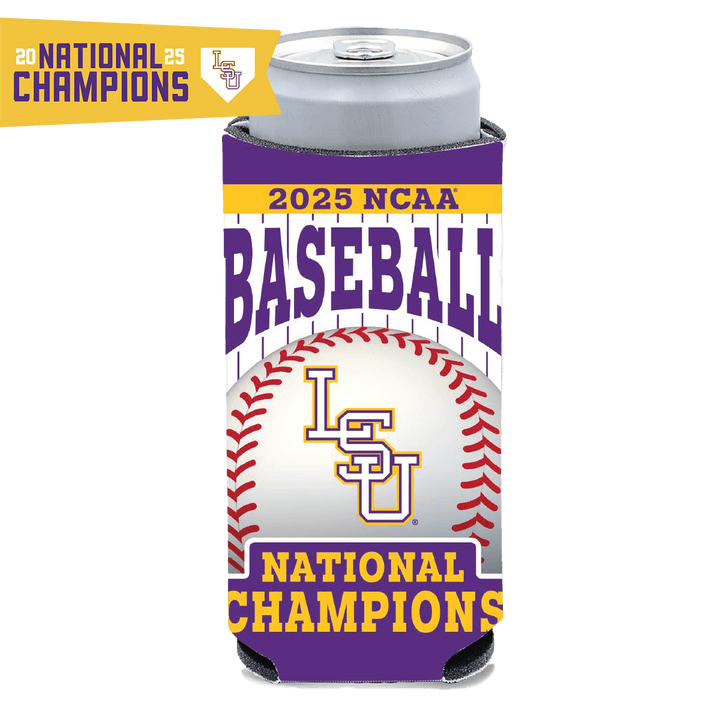 LSU 2025 Baseball National Champions Slim Can Cooler - Shop B - Unlimited - novelty drinkware