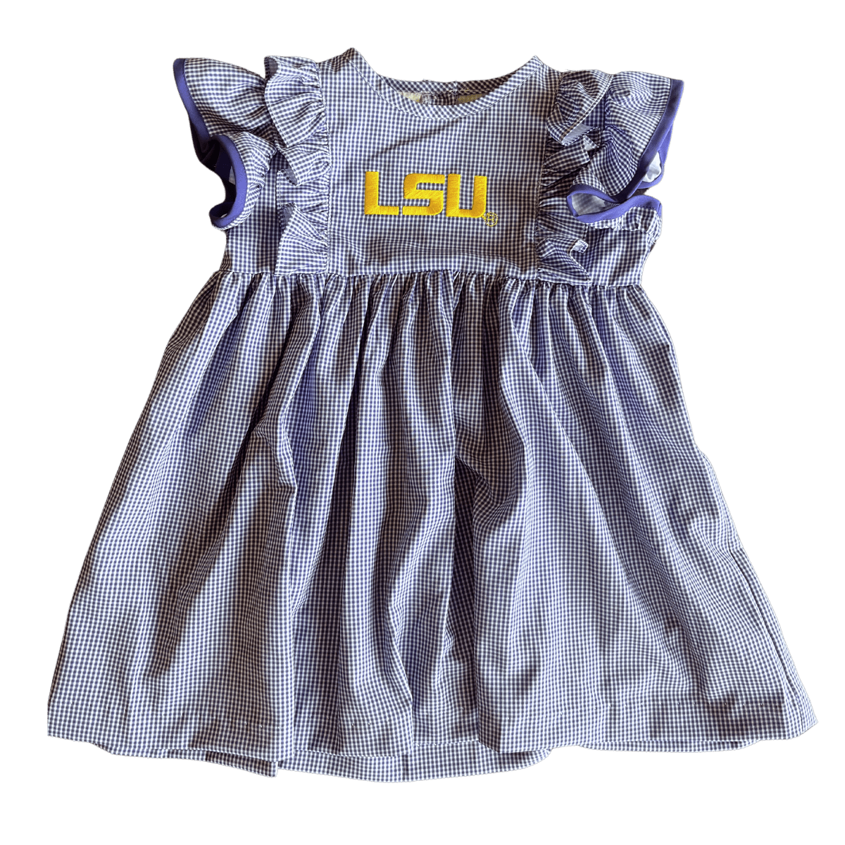 LSU Gingham Girls Ruffle Dress - Shop B-Unlimited