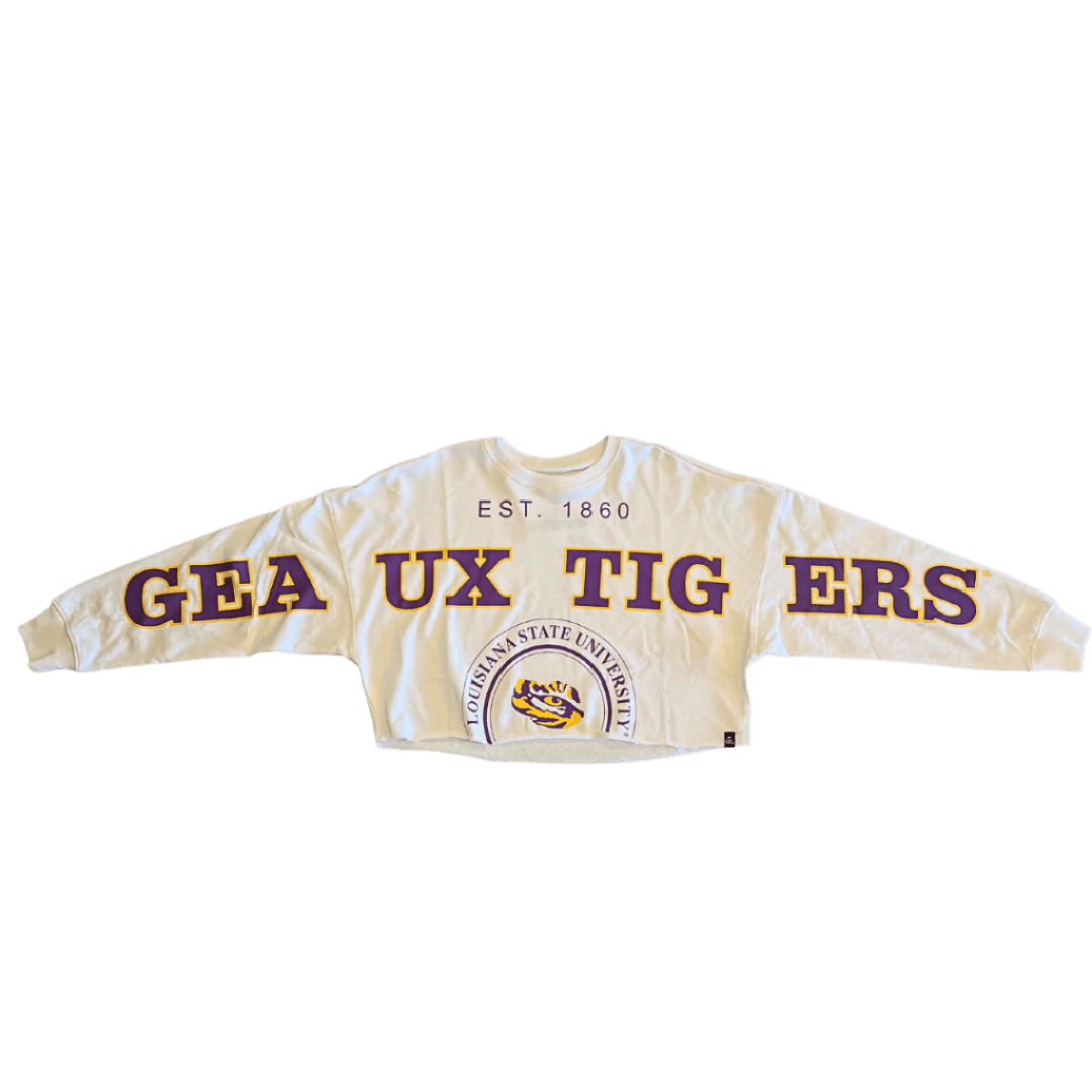 LSU Phipps Split Sleeve Cropped Sweatshirt - Shop B - Unlimited - women fleece