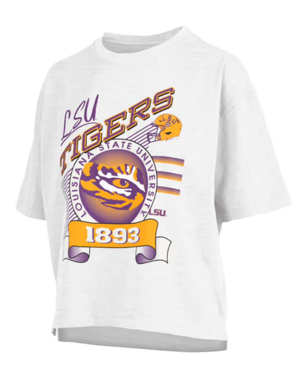 LSU Pressbox Cap Sleeve Calgary Tee - Shop B - Unlimited - women crop