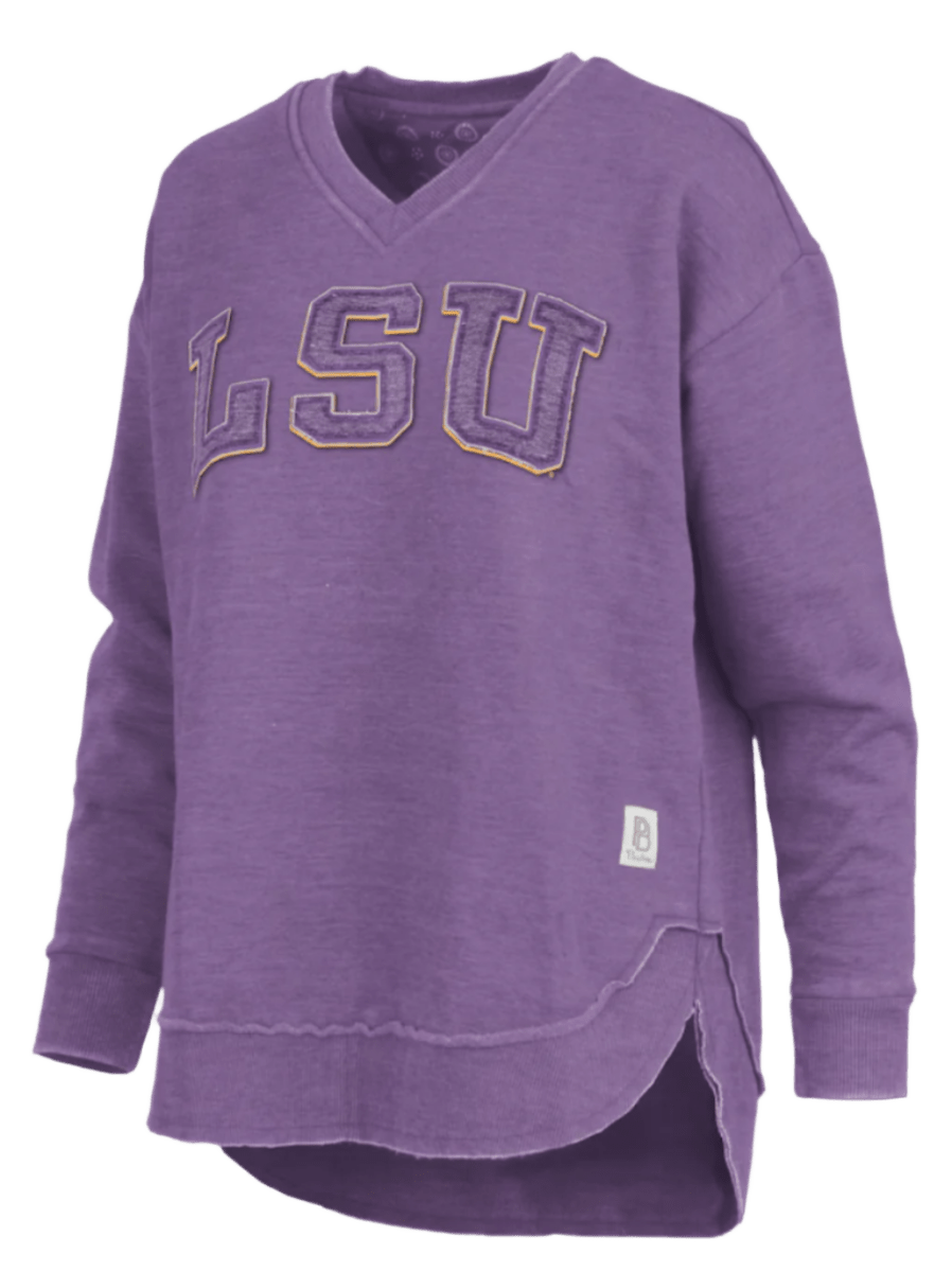 LSU Pressbox Westin Vintage V - Neck Fleece Sweatshirt - Shop B - Unlimited - women fleece