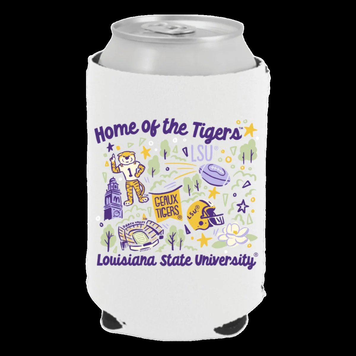 LSU School Icons Can Cooler - Shop B - Unlimited - novelty drinkware