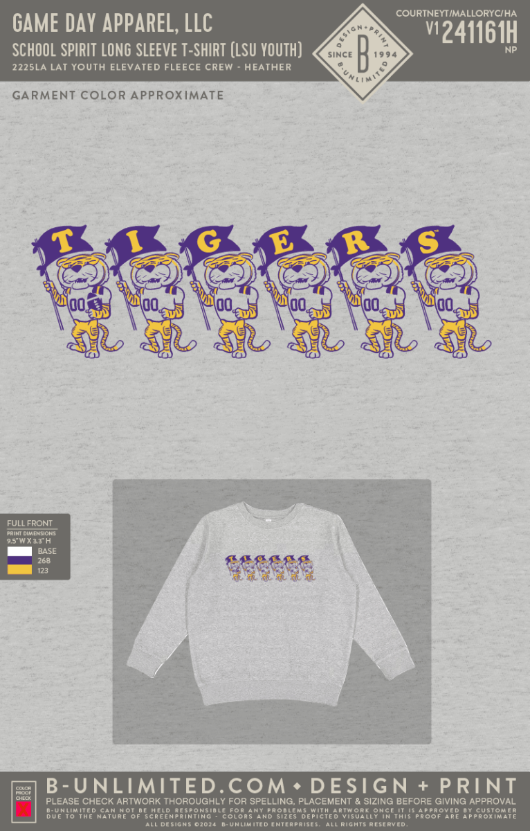 LSU School Spirit Sweatshirt - Shop B - Unlimited - youth tee