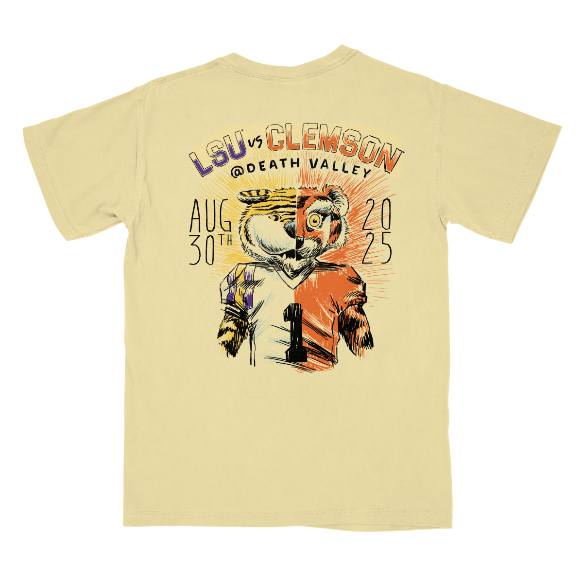 LSU vs. Clemson Game Day 2025 T-Shirt - Shop B - Unlimited - men tee