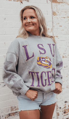 LSU Wynn Star Embellished Pullover - Shop B - Unlimited - women fleece