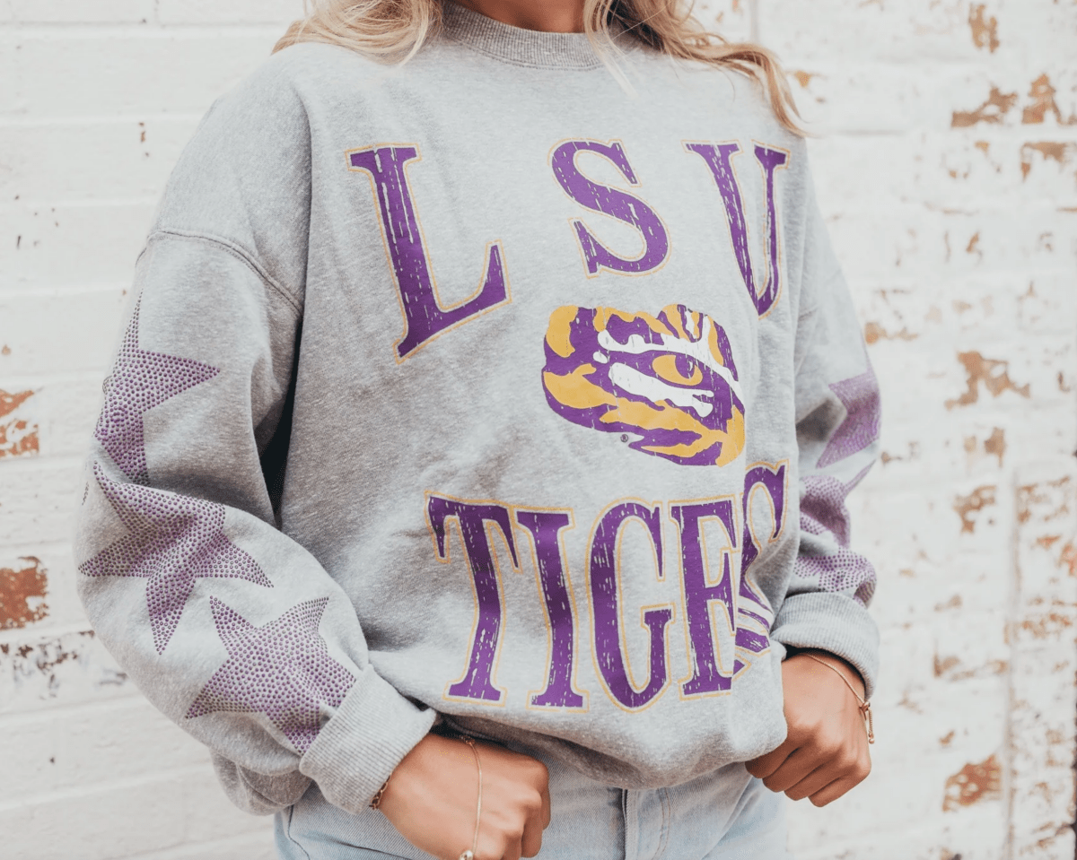 LSU Wynn Star Embellished Pullover - Shop B - Unlimited - women fleece