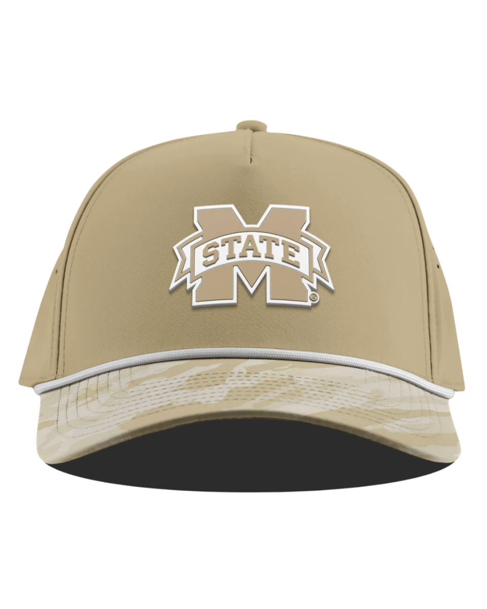 Mississippi State Branded Bills Desert Camo Series Curved 5 Panel Rope Hat - Game Day Apparel -