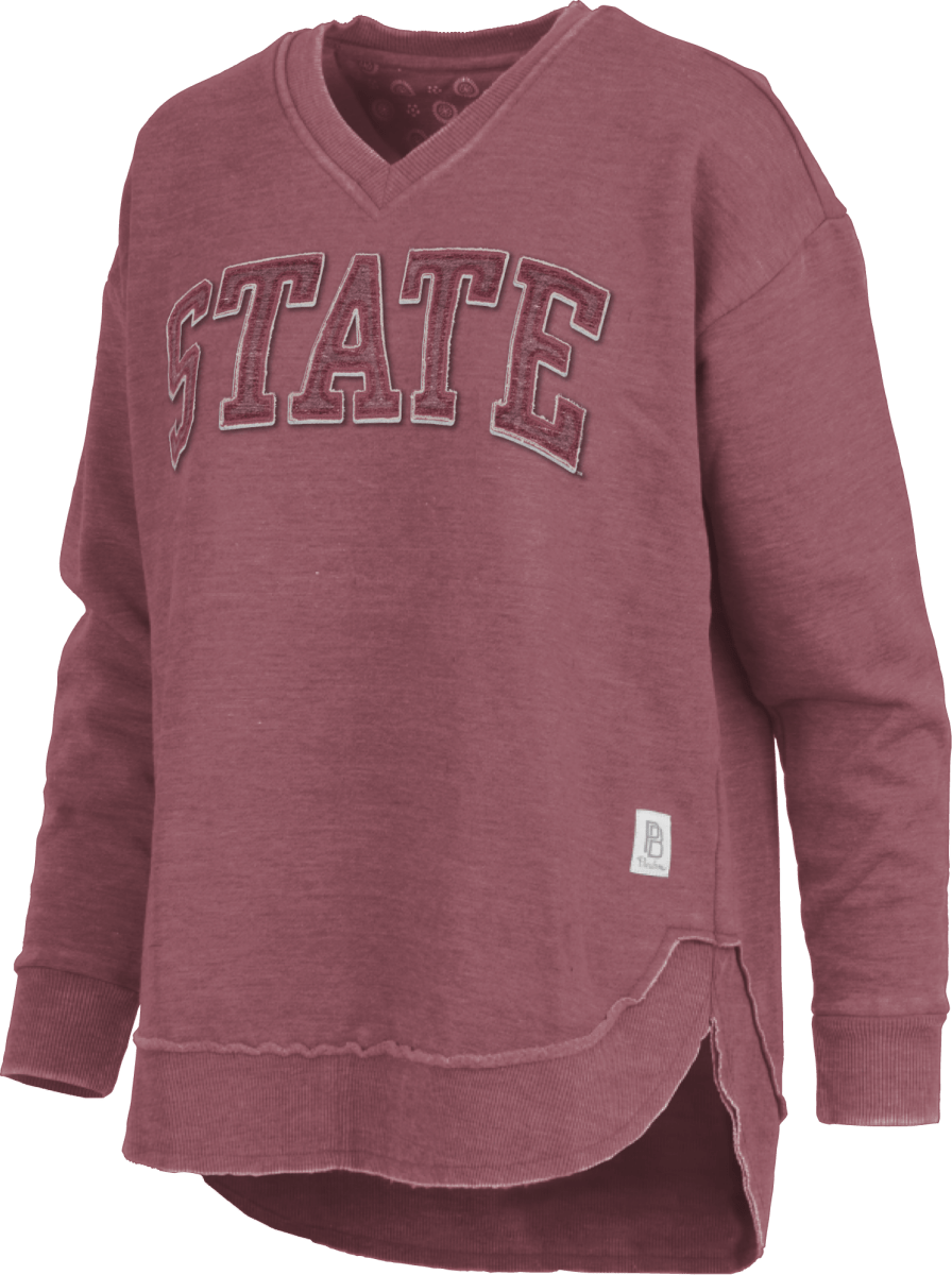 Mississippi State Pressbox Westin Vintage V - Neck Fleece Sweatshirt - Shop B - Unlimited - women fleece