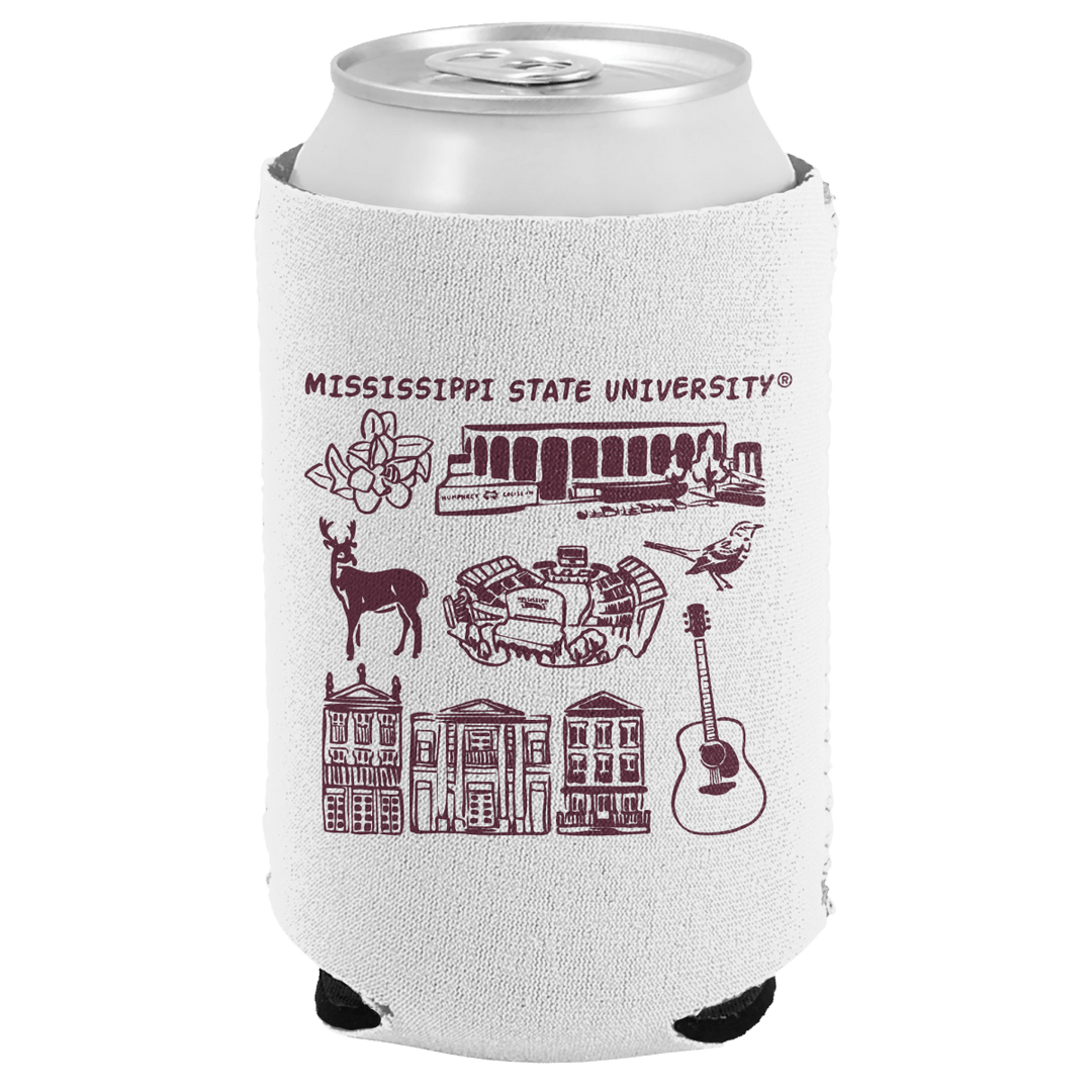 Mississippi State University Bulldog Town Can Cooler - Shop B - Unlimited - novelty drinkware