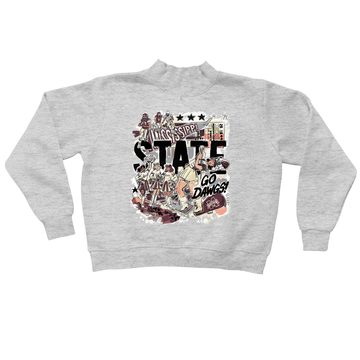 Mississippi State Vintage School Spirit Mockneck - Game Day Apparel -