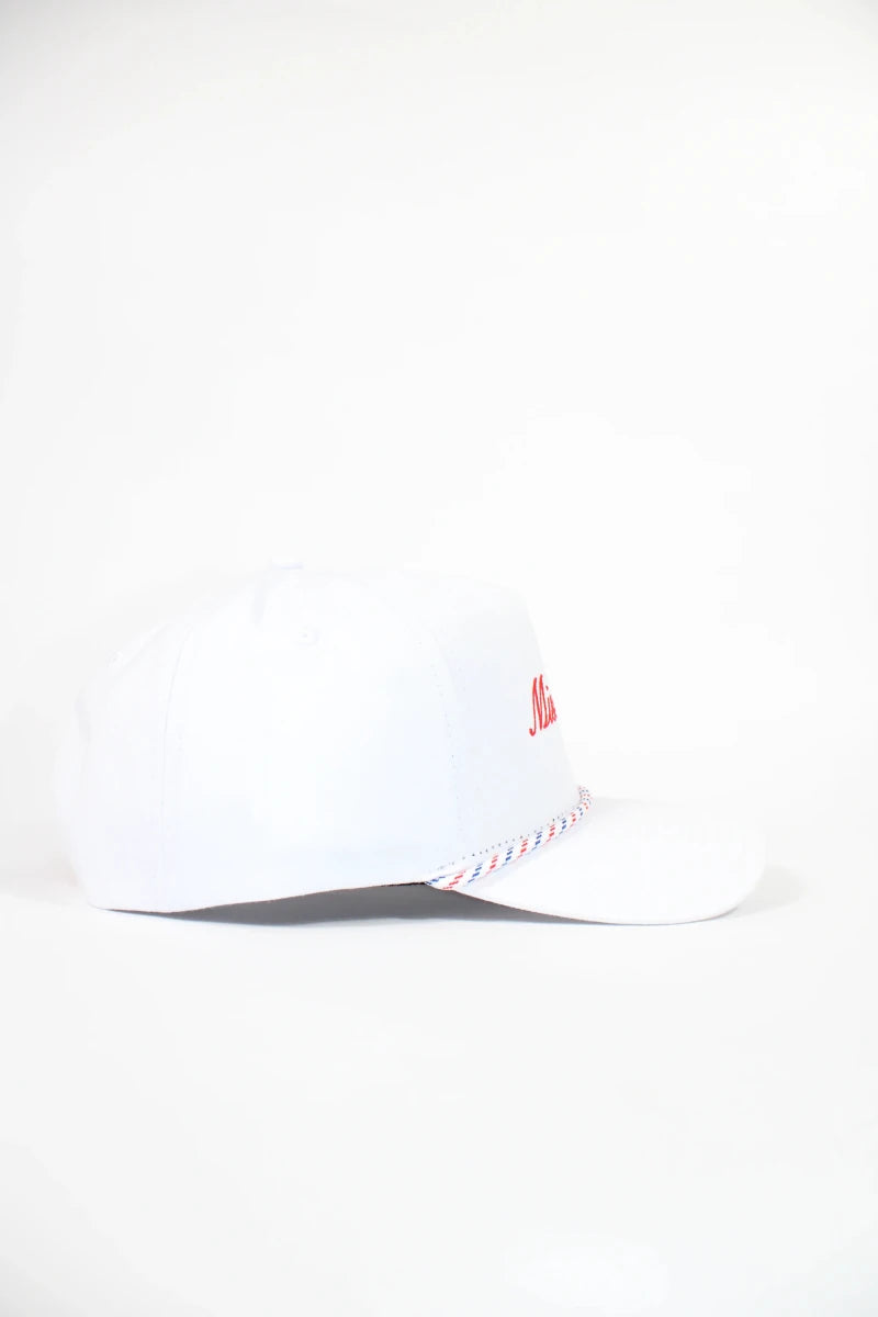 Mississippi White Braided Rope Hat - Game Day Apparel - Caps Adjustable