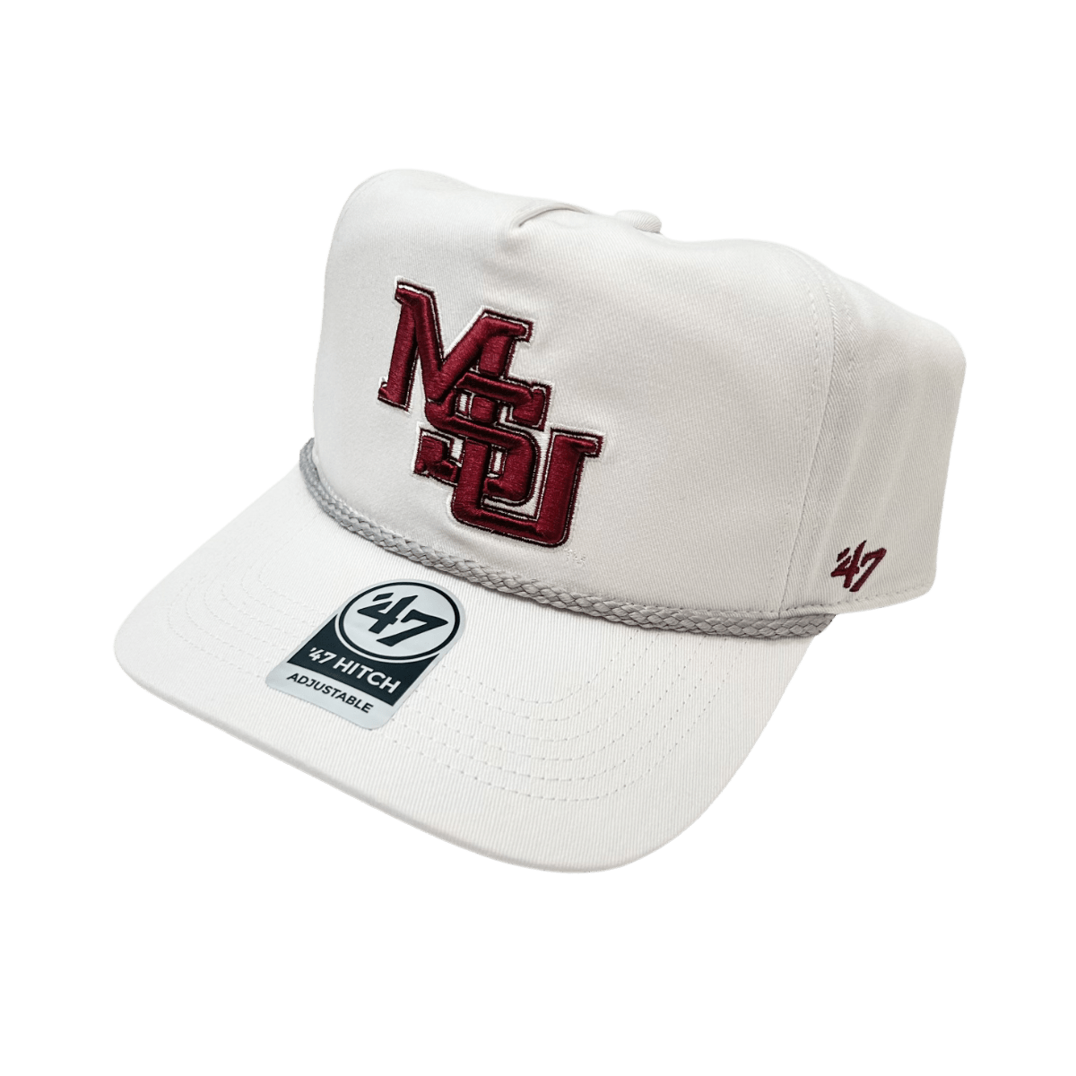 MSU 47 Brand Vin Grey and White Interlocking Rope Hat - Shop B - Unlimited - caps adjustable