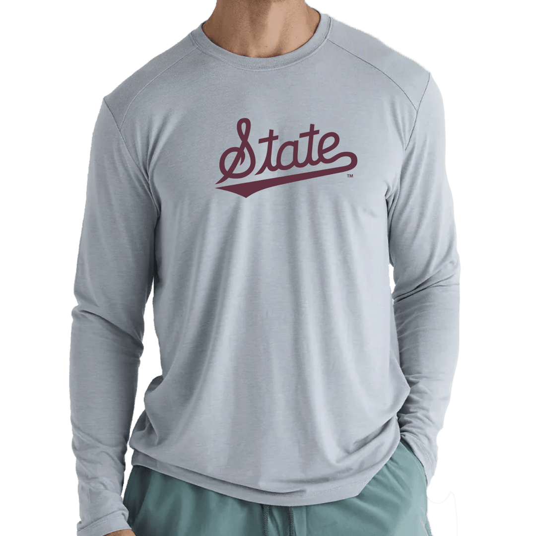 MSU Free Fly Men's Bamboo Lightweight State Script Logo Long Sleeve - Shop B - Unlimited - men tee
