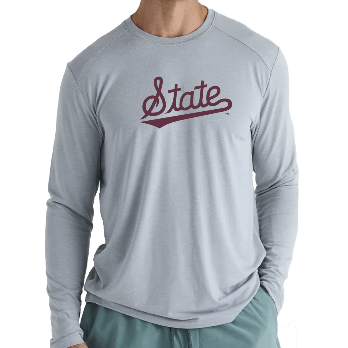 MSU Free Fly Men's Bamboo Lightweight State Script Logo Long Sleeve - Shop B - Unlimited - men tee