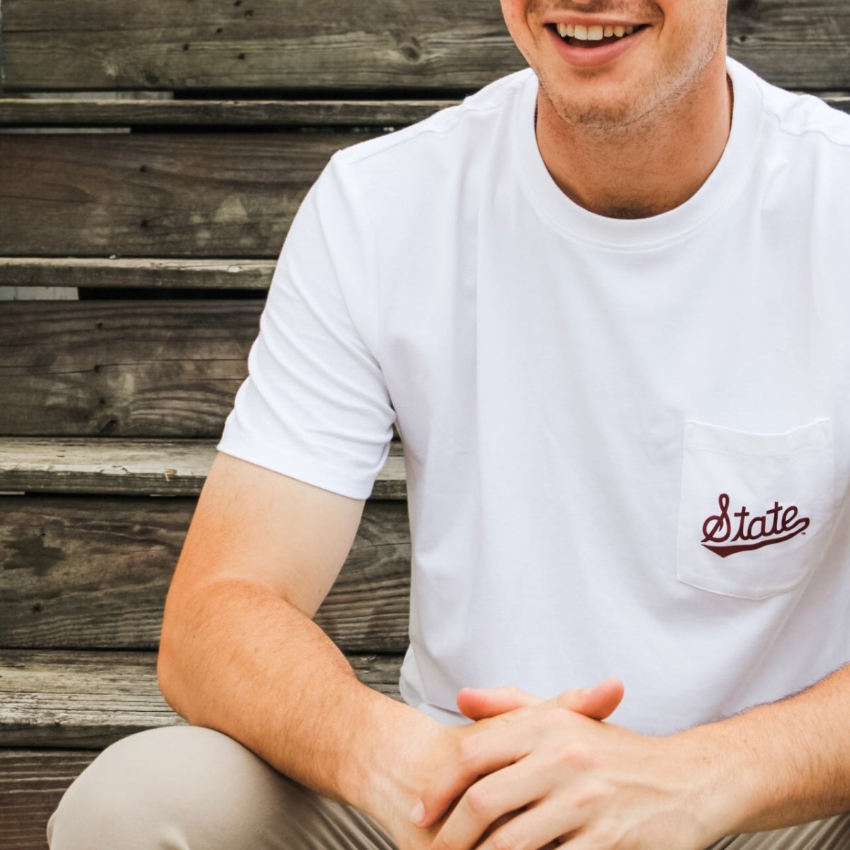 MSU Free Fly Men's State Script Bamboo Flex Pocket Tee - Shop B - Unlimited - men tee