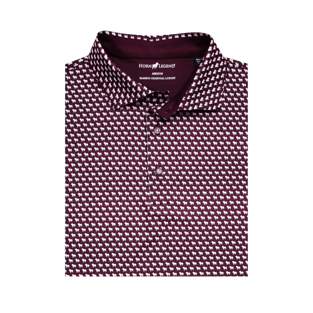 MSU Horn Legend Bulldog Pattern Polo - Shop B - Unlimited - men resort