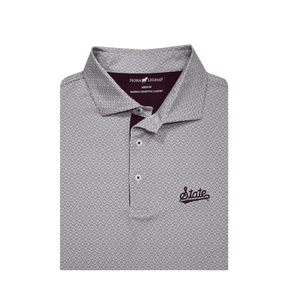 MSU Horn Legend Home Plate Pattern Polo - Shop B - Unlimited - men resort