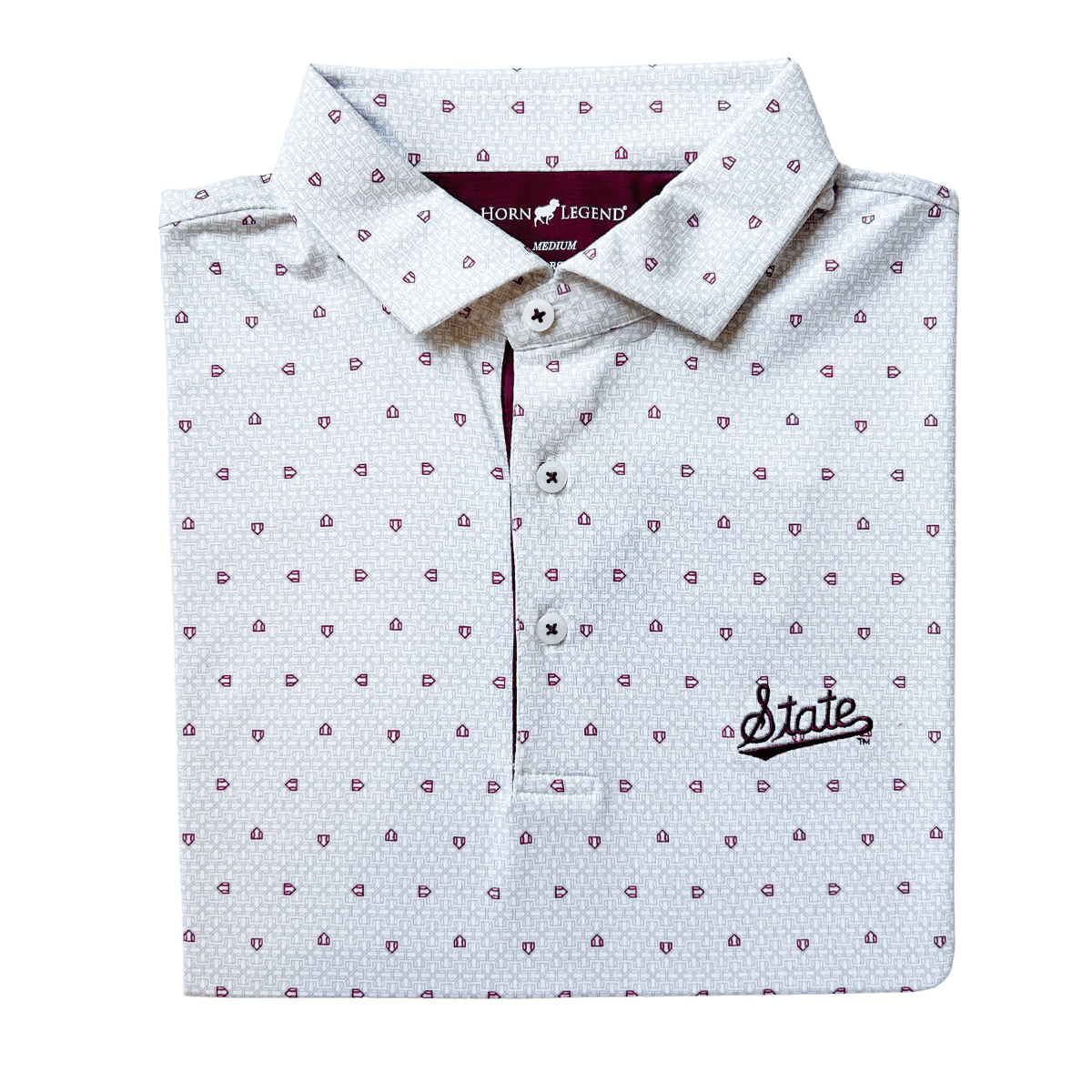 MSU Horn Legend Home Plate Pattern Polo - Shop B - Unlimited - men resort