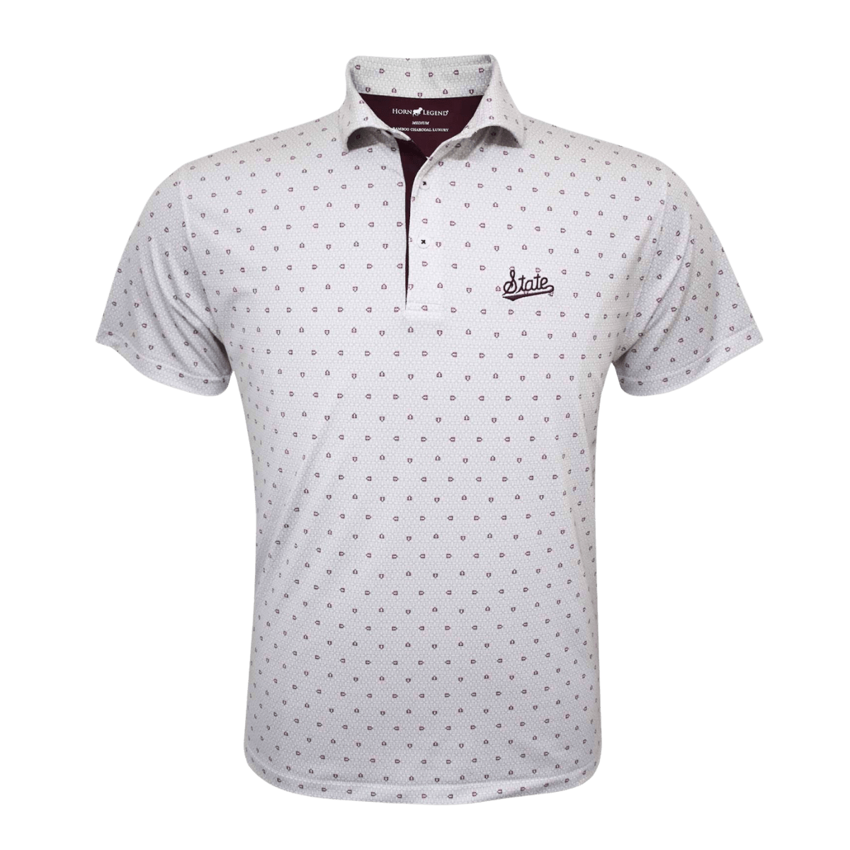 MSU Horn Legend Home Plate Pattern Polo - Shop B - Unlimited - men resort